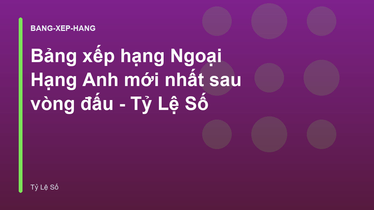 Bảng xếp hạng Ngoại Hạng Anh mới nhất sau vòng đấu - Tỷ Lệ Số